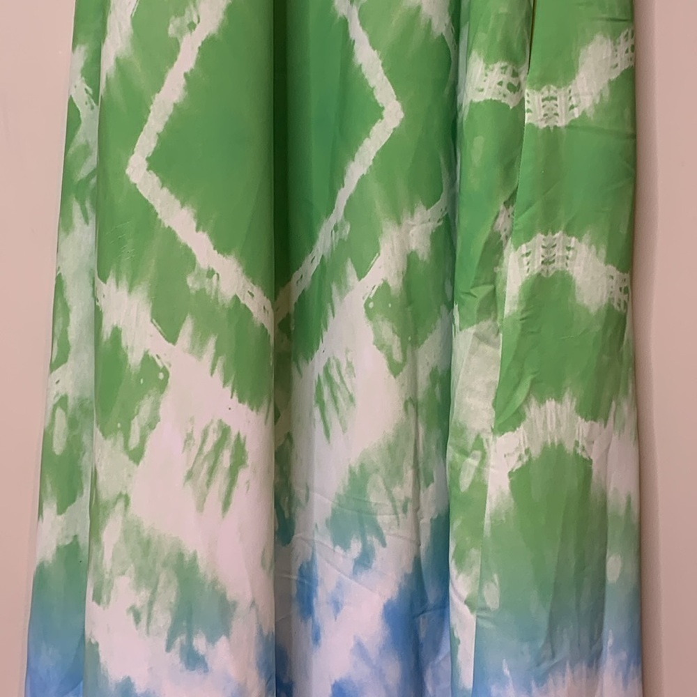 Amanda Uprichard | Julie Rainbow Tie Dye Pocket Sleeveless Halter Maxi Dress S - Picture 8 of 17